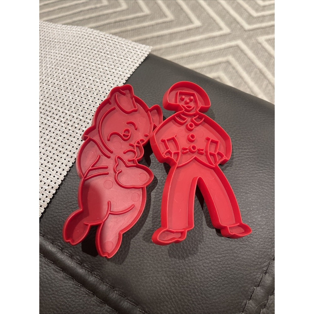 Vintage TUPPERWARE Red Plastic Cookie Cutters Lot‎ - Pig + Man